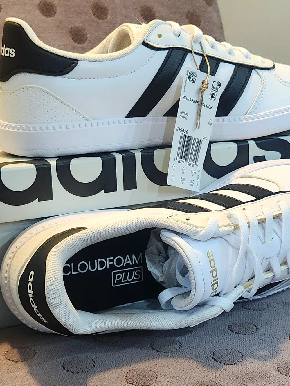 Adidas Women's Breaknet Sleek White/Black Size 9 NIB Sneakers - Picture 2 of 8
